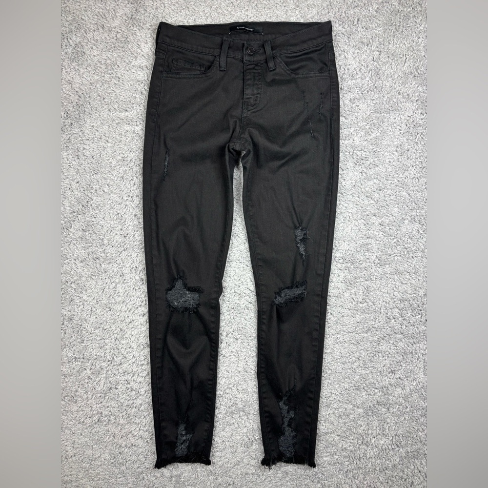 Flying Monkey Jeans Womens 26 Mid Rise Ankle Skinny Distressed Denim Stretch Raw